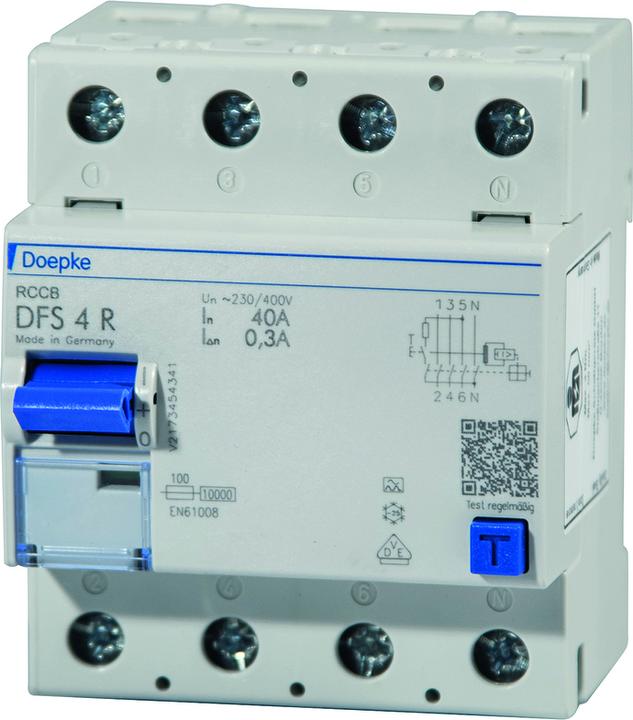 Actual product image Doepke Ground fault circuit interrupter DFS4 063-4/0.03-A R Protective earth conductor right