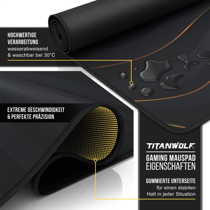 Produktbild Titanwolf Gaming Mauspad, 900 x 400mm XXL Speed Gaming Mausmatte, Mauspad extra große Oberfläche, Abstrakt (XXL)