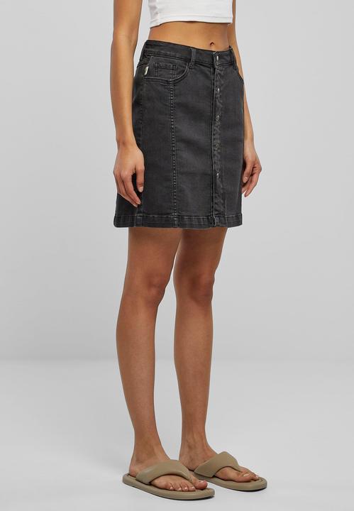 Actual product image Urban Classics Ladies Organic Stretch Button Denim Skirt (28)