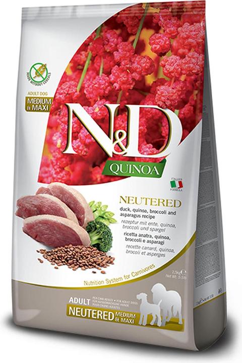 Image du produit Farmina N&D Quinoa Dog Duck Broccoli Asparagus Neutered Adult Medium&Maxi - Nourriture sèche pour chiens (Adulte, 1 pcs, 12000 g)