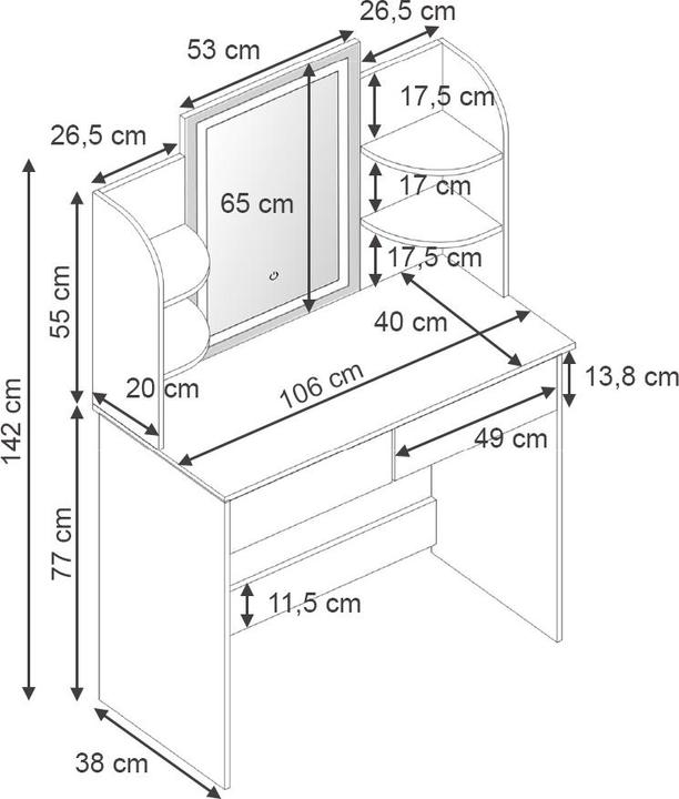 Immagine prodotto Vicco Charlotte con illuminazione (108 x 40 x 142 cm)