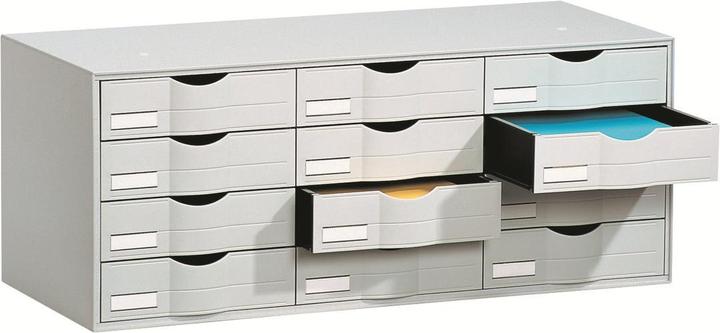 Actual product image Paperflow Drawer element, 12 drawers, gray polystyrene, ready assembled (A4)
