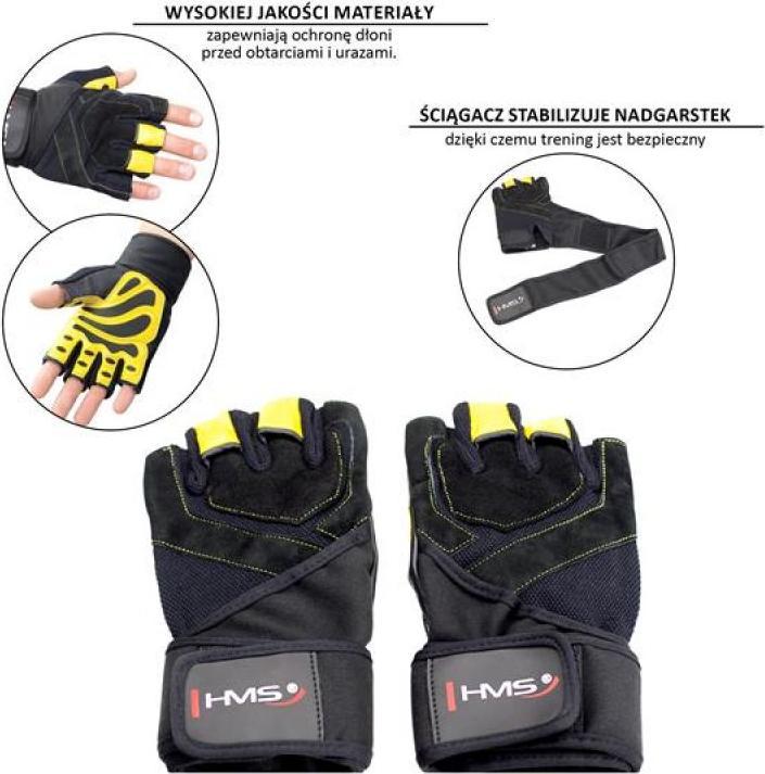 Actual product image HMS Gymnastikhandschuhe Schwarz/Gelb Grösse XL (XL)