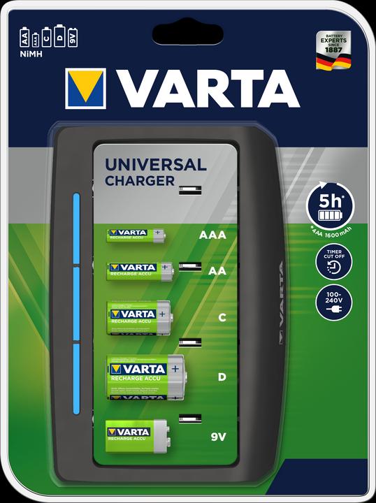 Varta Universal Charger (1 Stk., AAA, C, D, AA, Ladegerät ohne Akku)