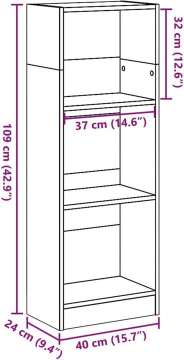 Immagine prodotto VidaXL Bücherregal Bücherschrank Standregal Büroregal Räuchereiche Holzwerkstoff (40 x 24 x 109 cm)