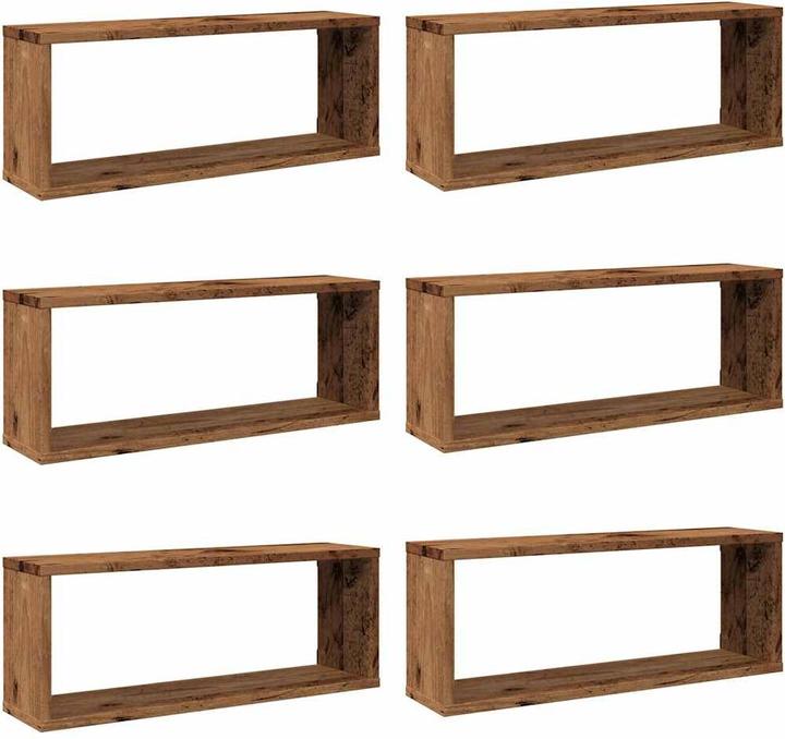 Produktbild VidaXL Wandregal Hängeregal Regalwürfel Cube Lounge CD Regal 6Stk. Altholz-Optik (60 x 15 x 23 cm)
