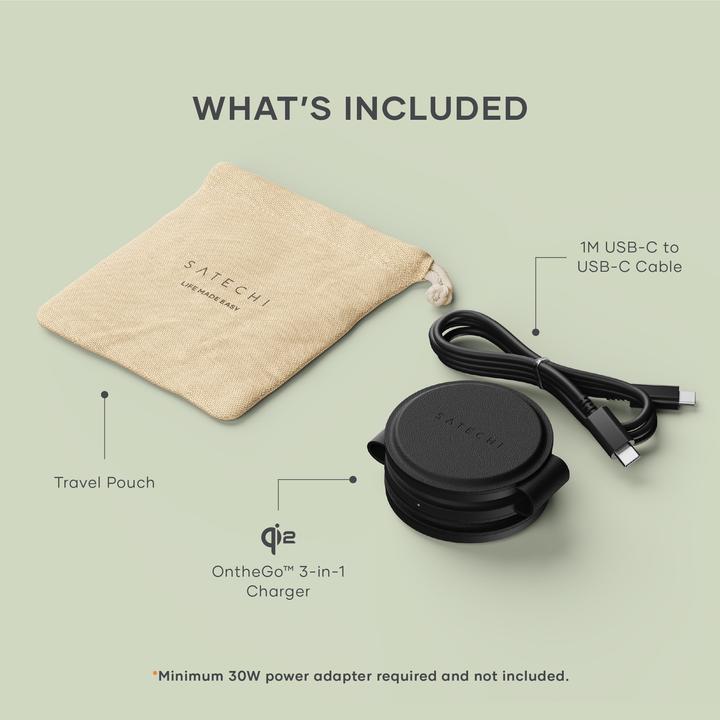 Immagine prodotto Satechi Caricabatterie wireless OntheGo 3-in-1 con Qi2 (15 W)