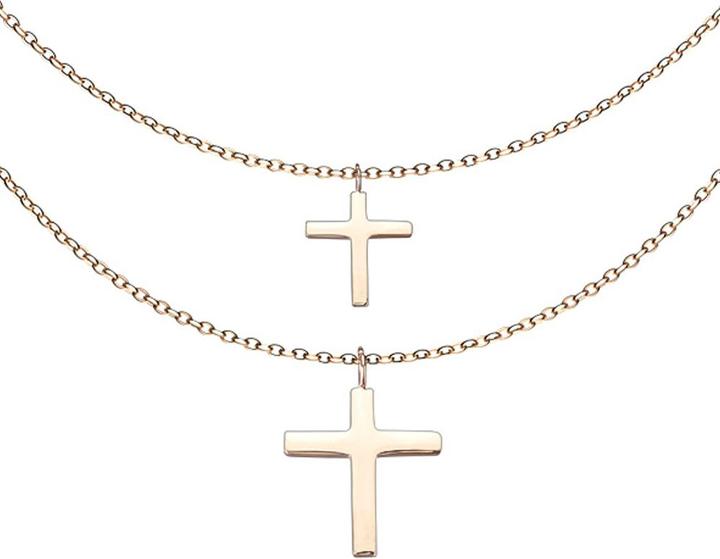 Image du produit Hollywood Body Jewelry Chaîne or rose pendentif double croix (sans laiton, Acier chirurgical 316L)