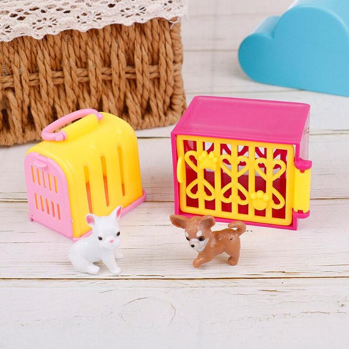 Image du produit Hermex Set de 4 chiens et boxes pour chiens Barbie Accessoires pour poupées Animaux domestiques