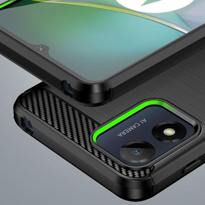Immagine prodotto Hurtel Custodia in carbonio per Motorola Moto E13 cover in carbonio flessibile in silicone nero (Motorola Moto E13)