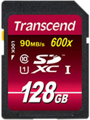 Actual product image Transcend Memory card, SD, 128GB, 90MB/s, black (128 GB, SDXC, U1, UHS-I)