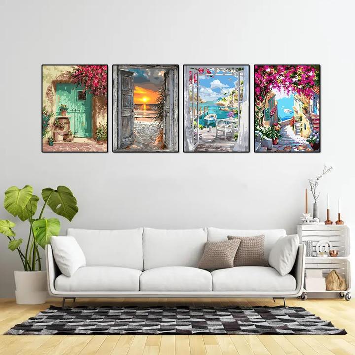 Image du produit Jomzuci Peinture par numéros - Coffret de 4 paysages
