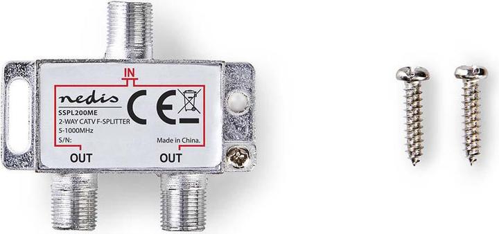 Immagine prodotto Nedis Sdoppiatore CATV | 5 - 1000 MHz | Perdita di inserzione: 4,2 dB | Numero di uscite: 2 | 75 Ohm | (CAT5)