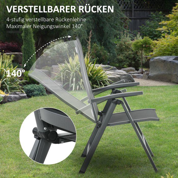 Produktbild Swisshandel24 5 tlg. Gartenmöbel-Set, Sitzgarnitur inkl. 1 Esstisch, 4 klappbare Stühlen, Balkonmöbel-Set, Mesh, S (150 cm)