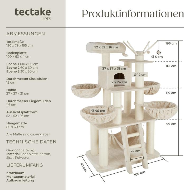 Actual product image tectake Gismo (195 cm, Beige, White)