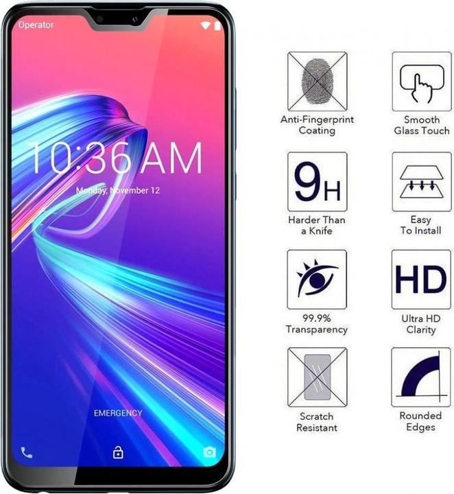 Image du produit Screenguard Asus Zenfone Max Pro M2 Full Screen Protection en verre blindé 2.5D 9H (1 pièce(s), Asus Zenfone Max Pro (M2))