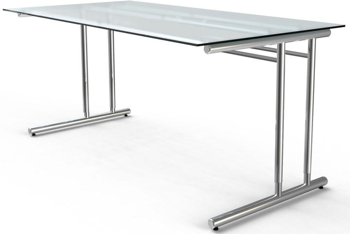 Kerkmann Schreibtisch Milchglas rechteckig C-Fuss-Gestell chrom 160,0 x 80,0 cm