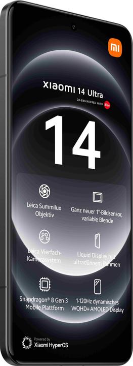 Produktbild Xiaomi 14 Ultra (512 GB, Black, 264.96", Dual SIM, 50 Mpx, 5G)