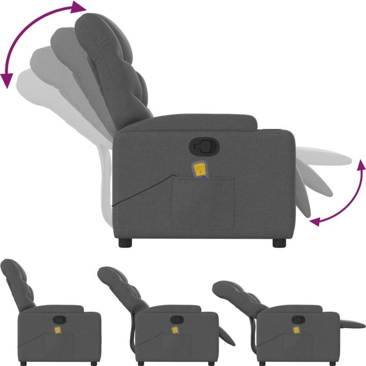 Immagine prodotto VidaXL Sedia da massaggio in tessuto grigio scuro,Colore: Grigio scuro, Materiale