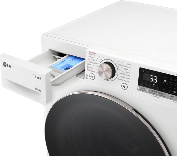 Immagine prodotto LG D4R7011TSWG lavasciuga Libera installazione Caricamento frontale Nero, Bianco D