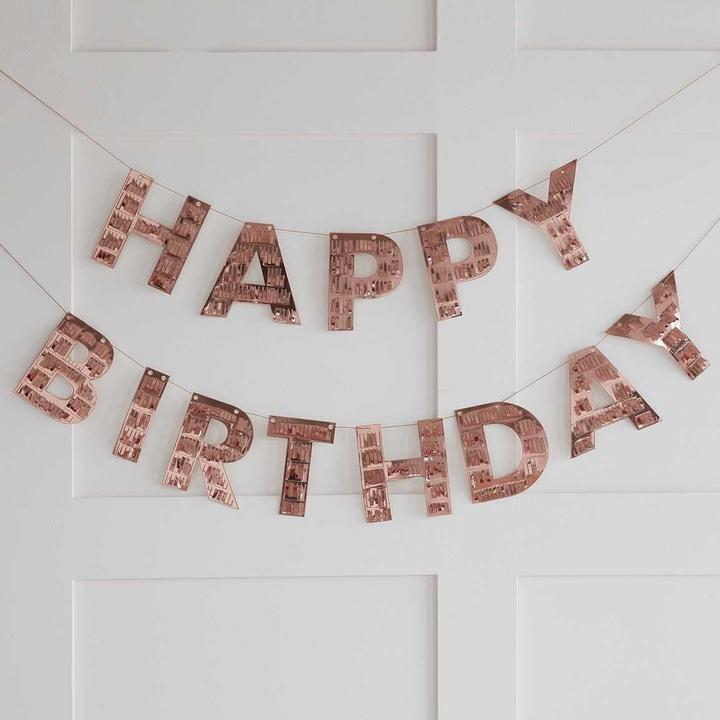 Immagine prodotto Ginger Ray Guirlande à franges "Happy Birthday" Oro Rosa