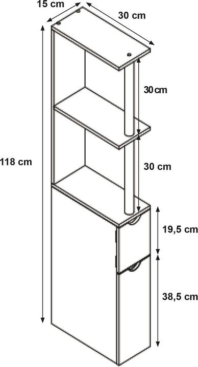 Immagine prodotto HTI-Line Scaffale di nicchia (15 x 30 x 118 cm)