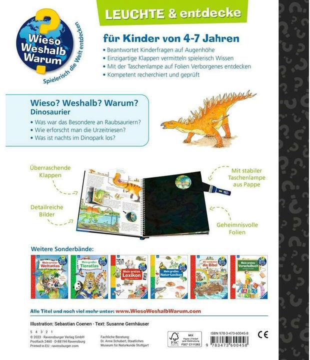 Image du produit Ravensburger Wieso? Weshalb? Warum? Leuchte und entdecke: Dinosaurier (Allemand, Sebastian Coenenen, Susanne Gernhäuser, 2023)