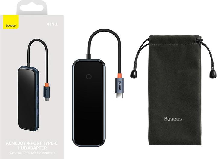 Produktbild Baseus AcmeJoy 4-Port Type-C HUB AdapterType-C to USB3.0*3+Type-C PD&Data *1Dark Gray (USB-C, 4 Ports)