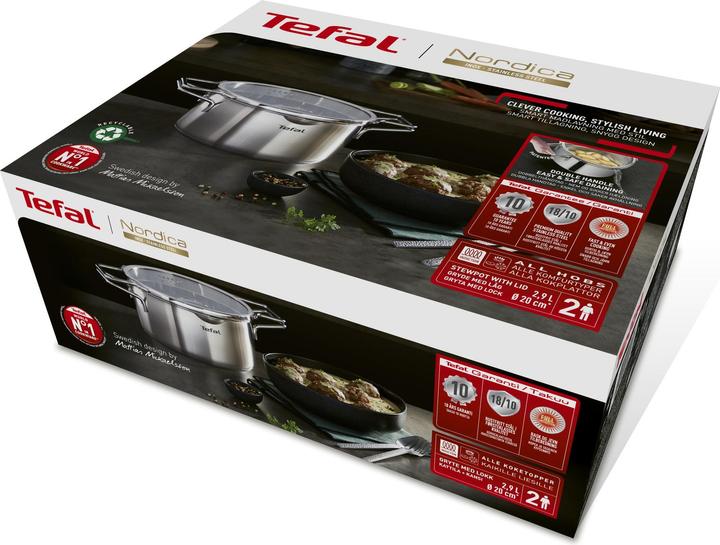 Image du produit Tefal Faitout Nordica 20 cm (20 cm, Casserole, Acier inoxydable)