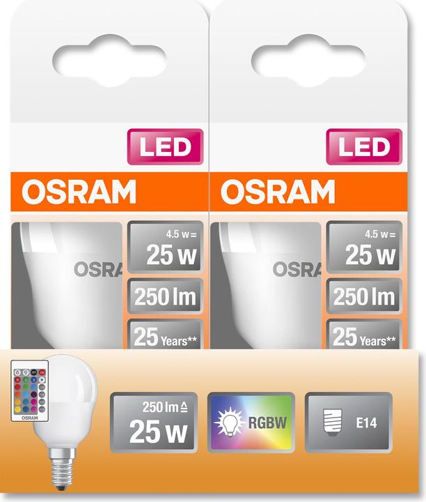 Actual product image Osram Led Retrofit Rgbw Lamps With Remote Control (E14, 25 W, 250 lm, 1 x, G)