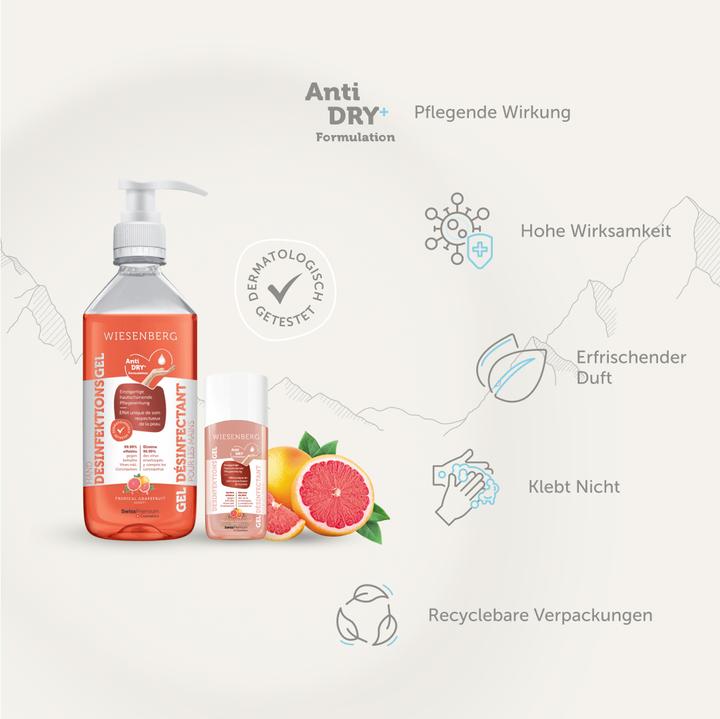 Produktbild Wiesenberg Hand Desinfektionsgel Tropical Grapefruit Gel (500 ml)