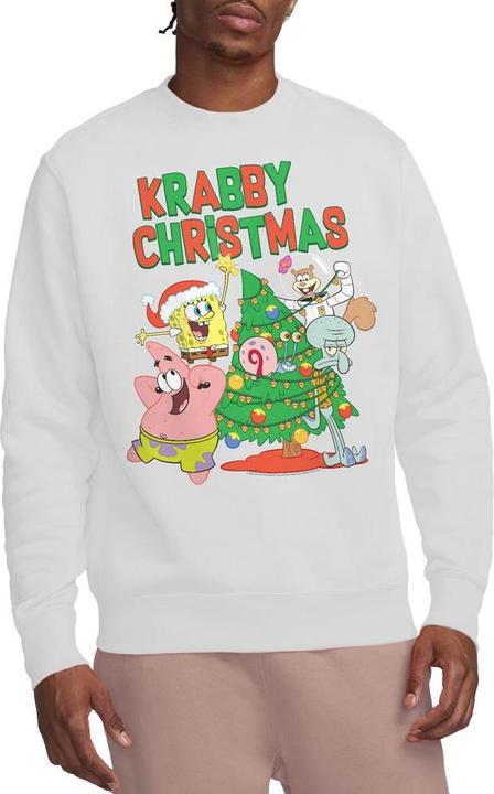 Actual product image Spongebob Squarepants Unisex Adult Decorating Christmas Tree Sweatshirt (L)
