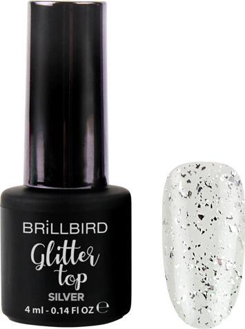 Actual product image BrillBird Glitter Top Silver - 4ml (Top coat)