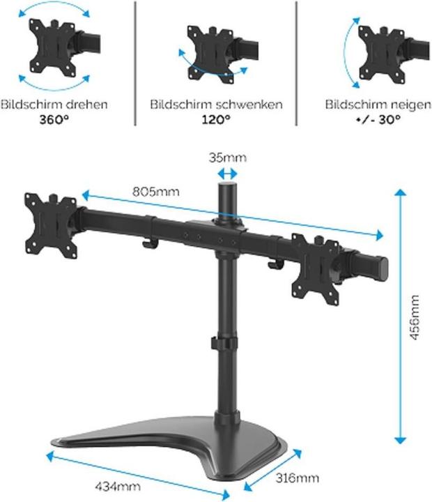 Immagine prodotto Fellowes Braccio per doppio monitor indipendente serie professionale (Tavolo, 27")