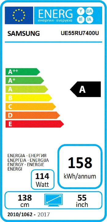 Energie-Label Samsung UE55RU7400 (55", LCD, 4K, 2019)