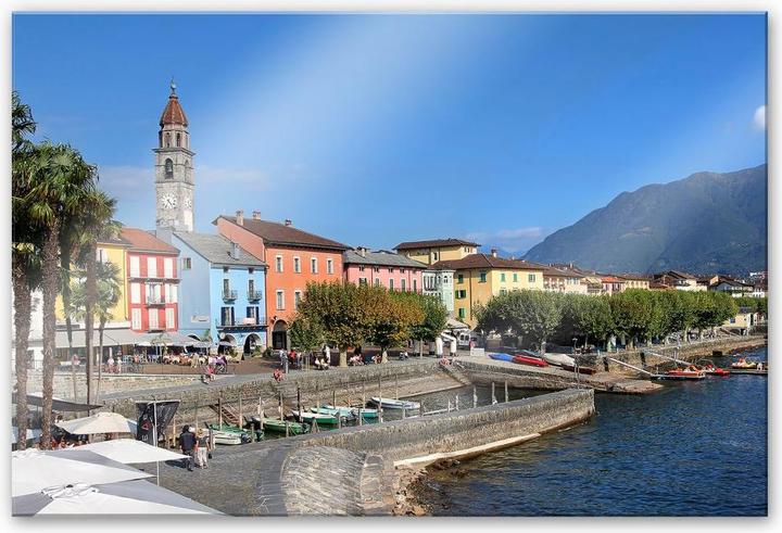 Actual product image Trenddeko Port promenade on Lake Maggiore (200 x 130 cm)