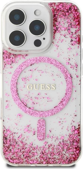 Actual product image Guess HC Resin Bottom Glitter MagSafe Case for iPhone 16 Pro Max - Pink (Apple iPhone 16 Pro Max)