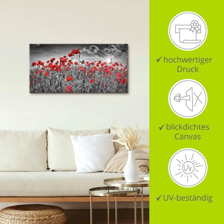 Immagine prodotto Artland Campo di papaveri idilliaco con sole S8HV (60 x 30 cm)