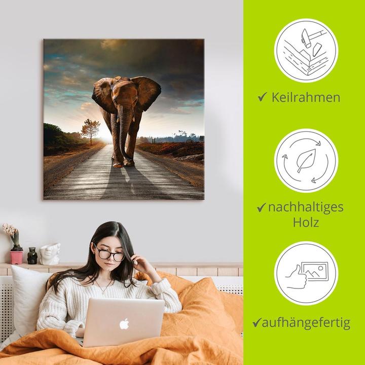 Produktbild Artland Ein Elefant läuft auf der Strasse T9QO (50x50 cm)