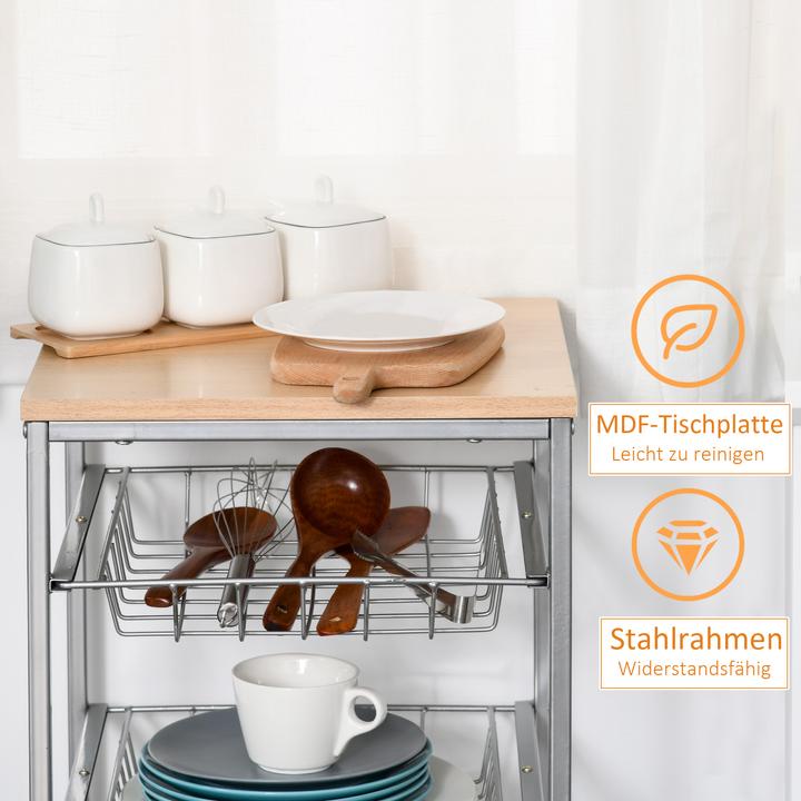 Image du produit Homcom Chariot de cuisine