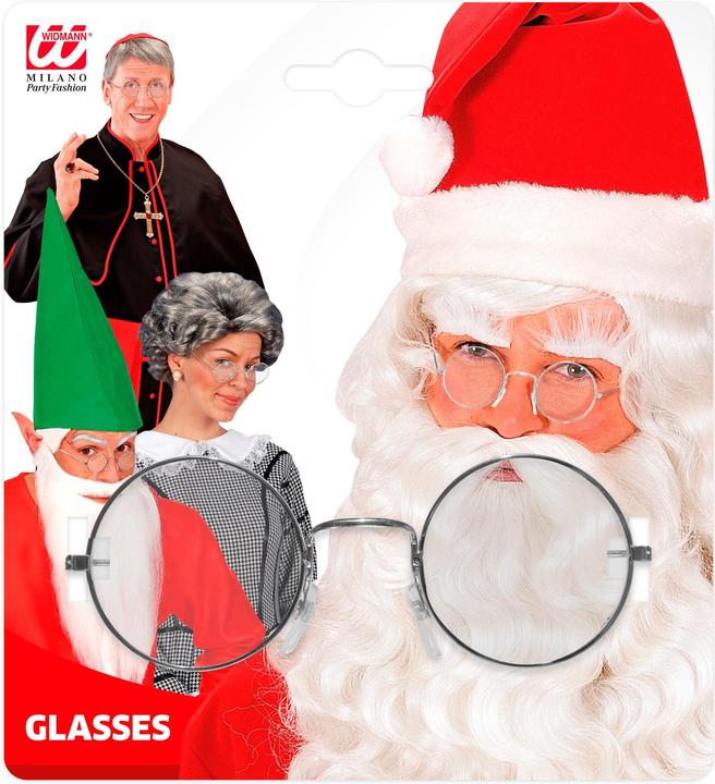 Actual product image Widmann Santa glasses metal round with silver lenses