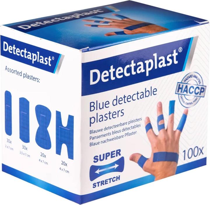 Produktbild Detectaplast dektierbares Pflaster elastisch Set 19x72, 25x72 butterfly, knuckle 100Stk, blau (100 x)