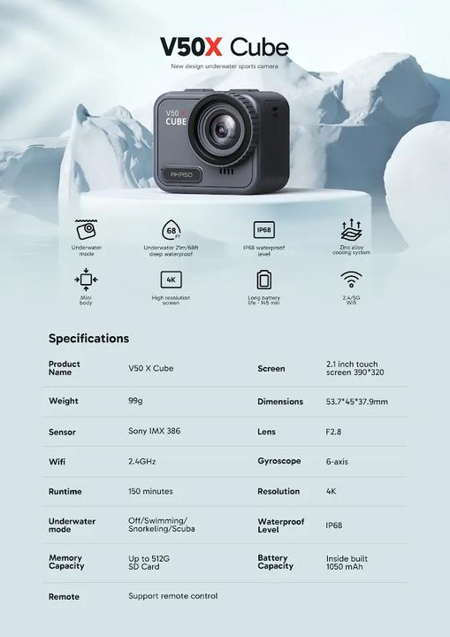 Actual product image Akaso V50 X CUBE Action Camera (SYYA0054-GY)