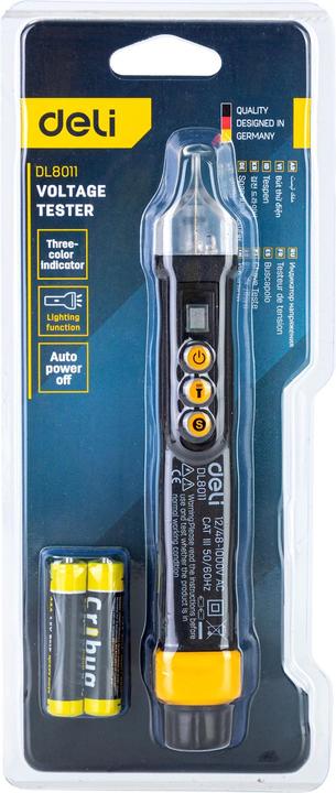 Productafbeelding Deli Tools Contactloze spanningstester EDL8011, 12/48-1000V AC (zwart) (CAT III 1000V)