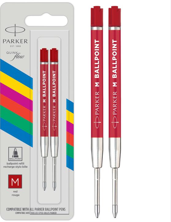 Immagine prodotto Parker Pen Ricarica a sfera QUINKflow Basic 2er M (Mine di ricambio, Rosso, 0.70 mm)