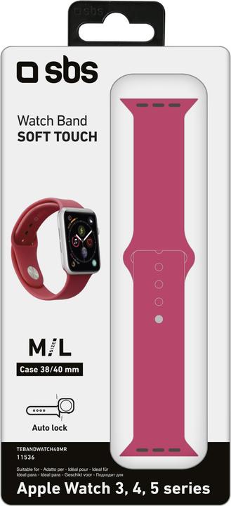 Image du produit SBS Bracelet taille M/L pour Apple Watch Series 3/4/5/6/7/SE 40mm rouge (40 mm, Silicone)
