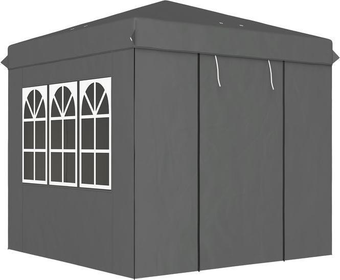 Image du produit Swisshandel24 Faltpavillon 2,5x2,5m, wasserabweisend, mit 4 Seitenteilen, Dunkelgrau (250 cm, 250 cm)