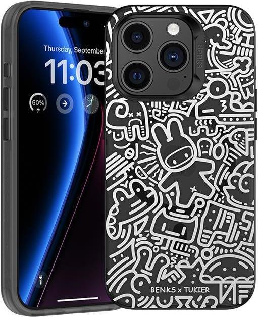 Immagine prodotto Benks Custodia collaborativa per iPhone 15 Pro Max - Nero Bianco Coniglio (Apple iPhone 15 Pro Max)