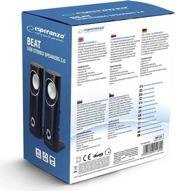 Actual product image Esperanza 2.0 beat speakers