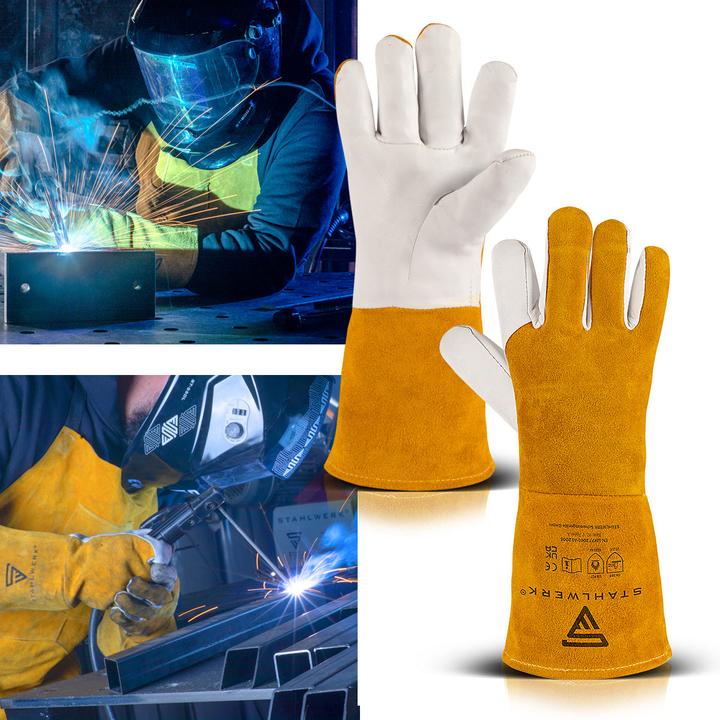 Produktbild Stahlwerk Schweisserhandschuhe Arbeitshandschuhe Echtleder hitzebeständig (One Size)